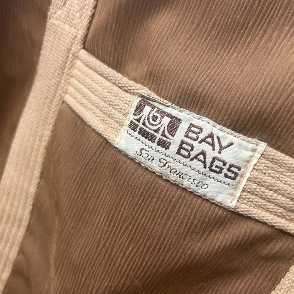 Vintage 70s Bay Bags San Francisco Brown Corduroy Duffle Bag Weekend Travel Bag